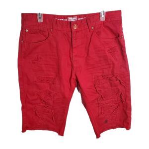 Jordan Craig Legacy Edition Shorts 32 Red Denim Distressed Ripped Artesian Pants